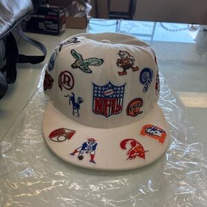 NFL Reebok All Over Throwback Logos Fitted Hat COLLECTIBLE SZ 7 1/2 Super Rare